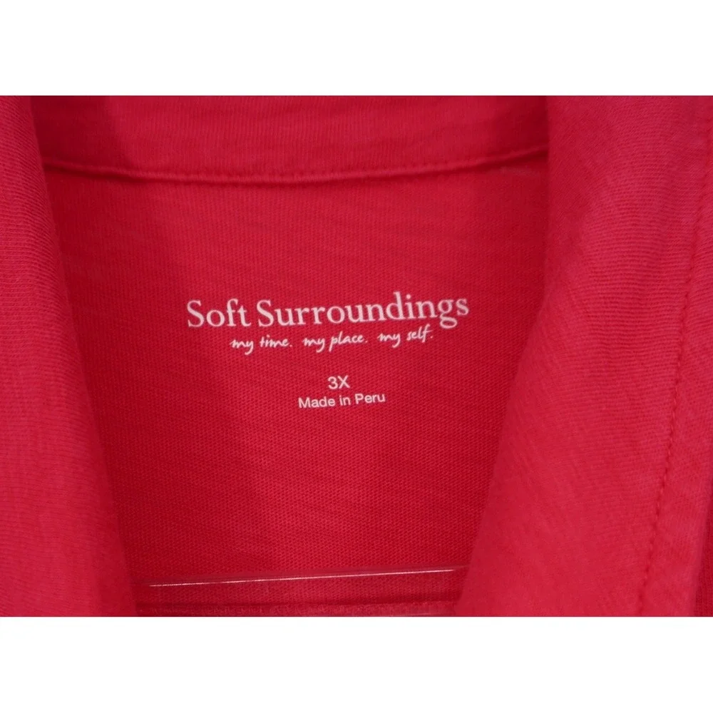 Soft Surroundings Womens 3X Button Down Hot Pink Dress‎ Short Sleeve Lagenlook